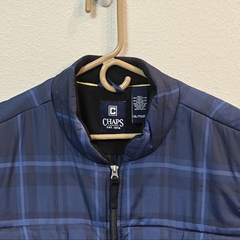 Chaps Blue Plaid Quilted Puffer Vest Jacket Mens Plus Size XXL - Picture 13 of 13
